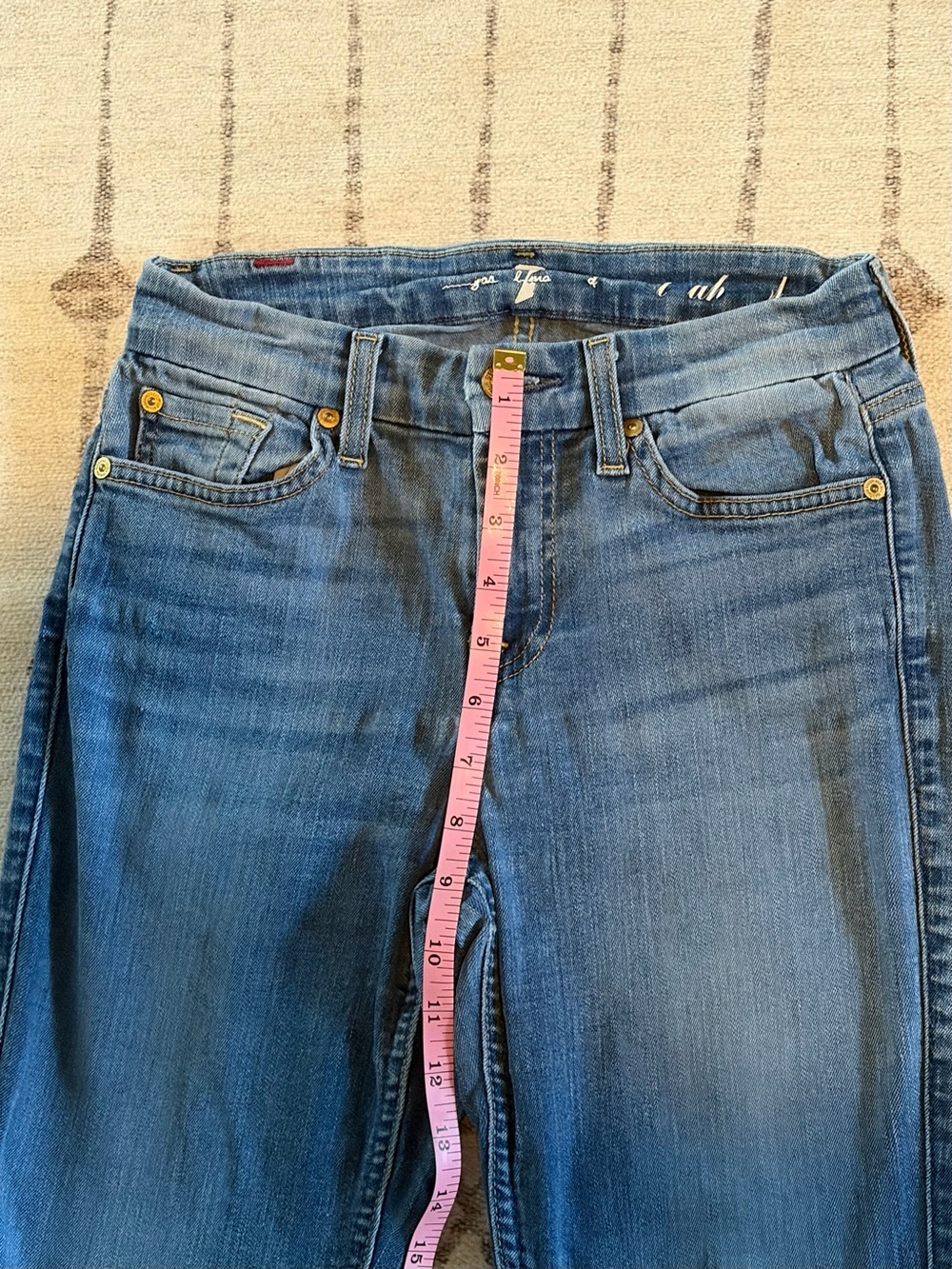 7 For All Mankind Skinny Jeans Womens 25 Medium Wash Stretch Denim Mid Rise - Picture 4 of 8